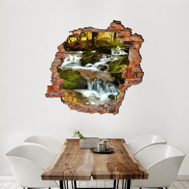 Pegatinas 3d pared Waterfall Autumnal Forest