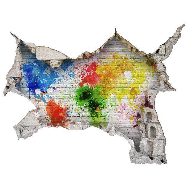 Vinilos mapamundi White Brick Wall World Map