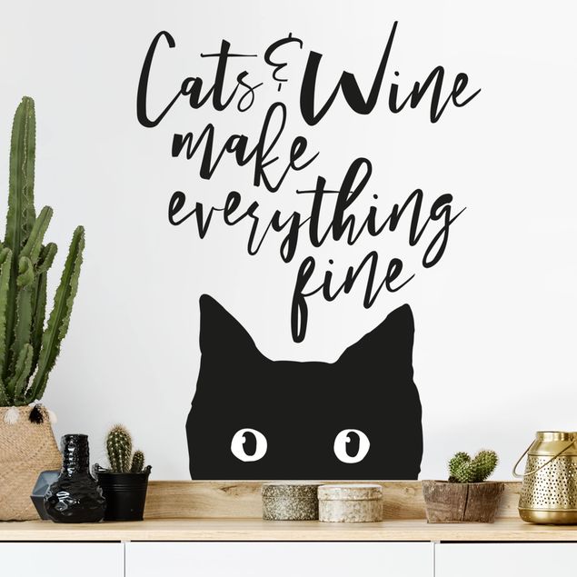 Vinilos de gatos Cats And Wine make Everything Fine