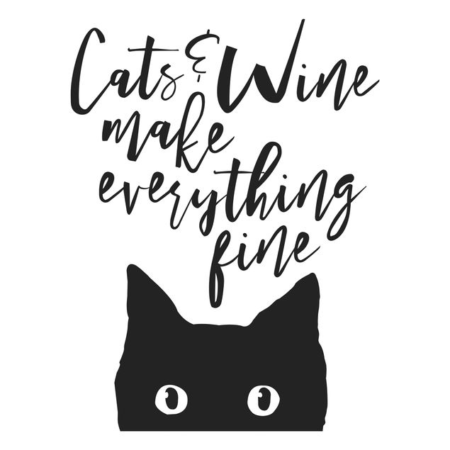 Vinilos pared frases motivadoras Cats And Wine make Everything Fine