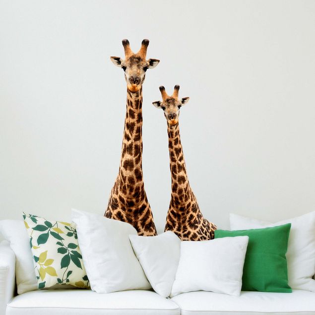 Decoración infantil pared Portrait of two giraffes