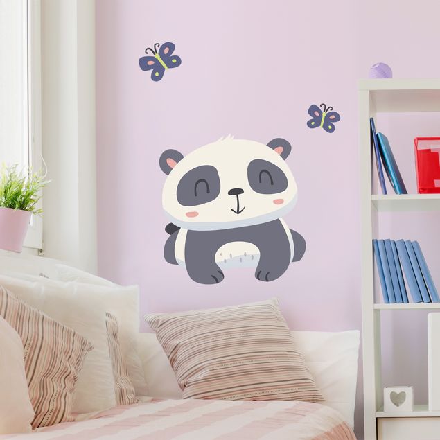 Decoración infantil pared Panda With Butterflies