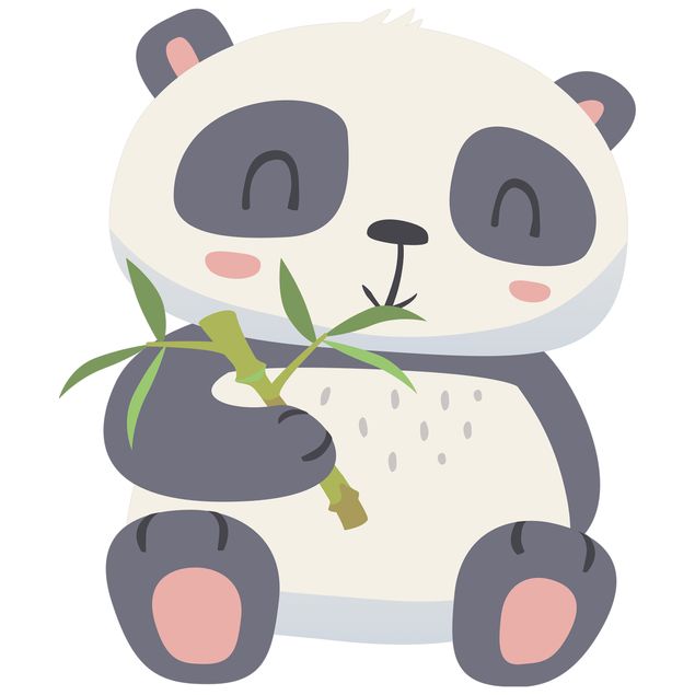 Decoración infantil pared Panda Munching On Bamboo