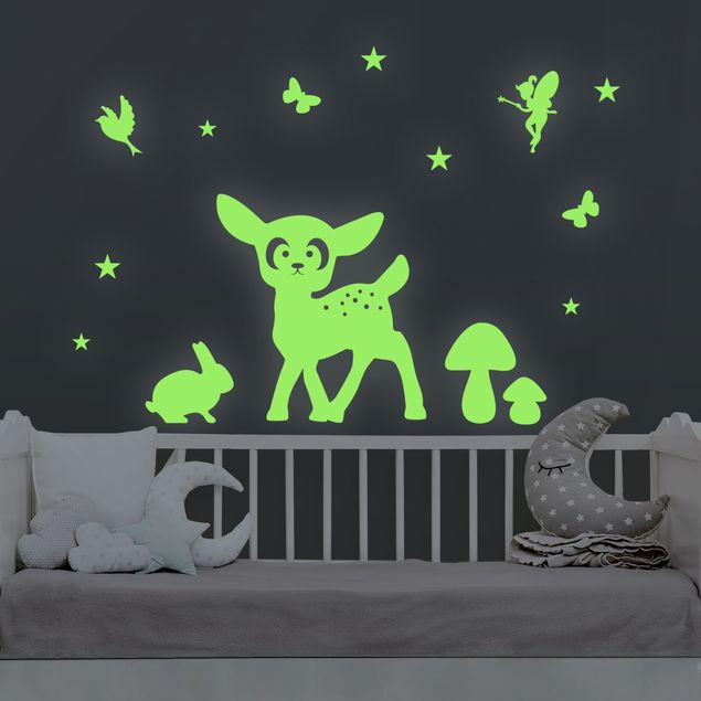 Vinilo espacio infantil Wall Decal Night Glow Set Animal In the Forest