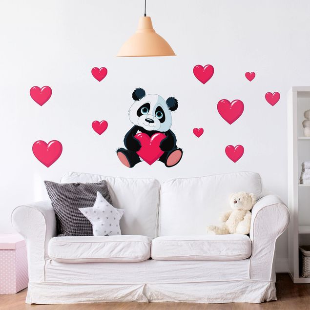 Vinilos selva Panda With Hearts
