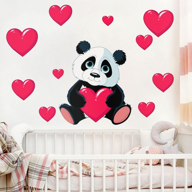 Vinilos de pared pandas Panda With Hearts