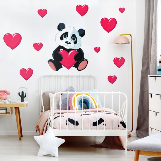 Decoración habitación infantil Panda With Hearts