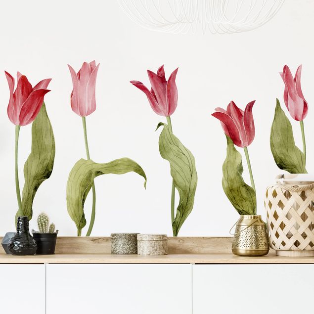 Decoración en la cocina Red Tulips Watercolour