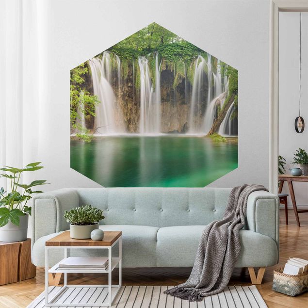 Papel pintado paisajes naturales Waterfall Plitvice Lakes