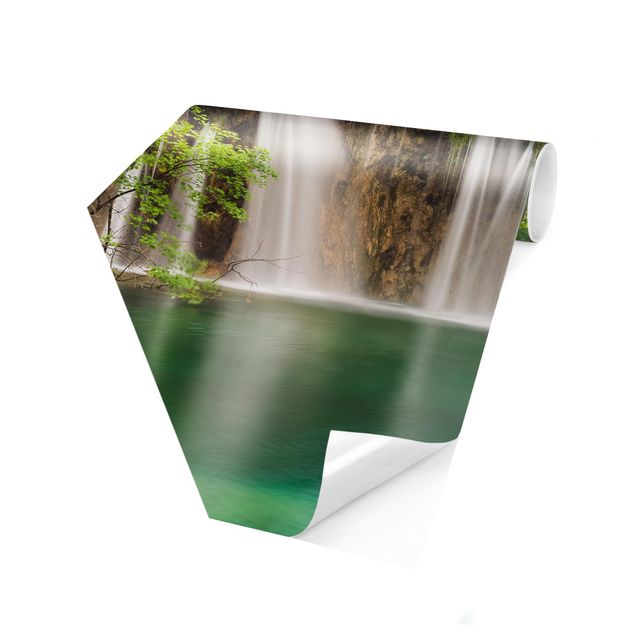 Papel pintado hexagonal Waterfall Plitvice Lakes