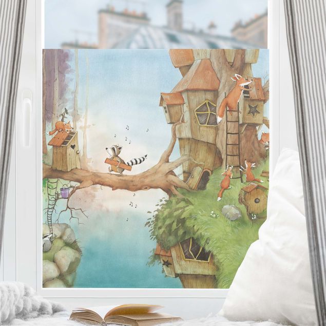 Decoración infantil pared Wassily Raccoon - Wassily And Fox Family