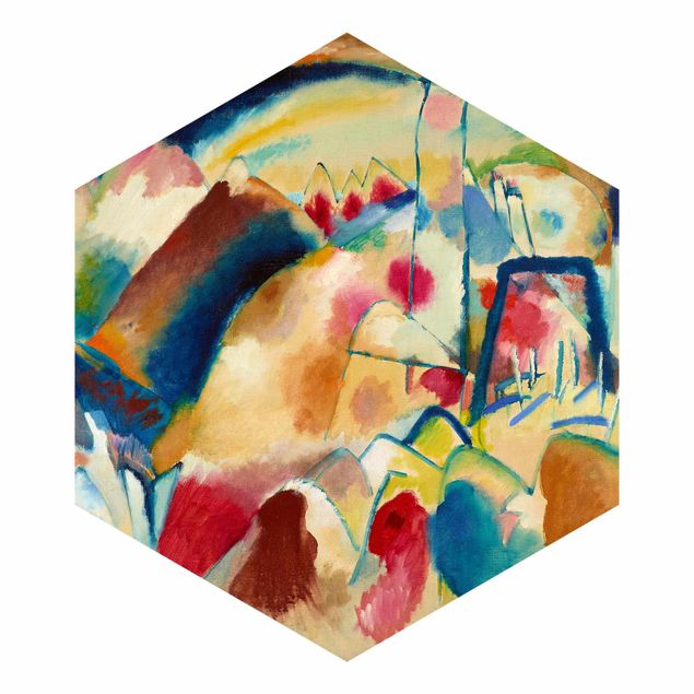 Papel pintado hexagonal Wassily Kandinsky - Landscape With Church