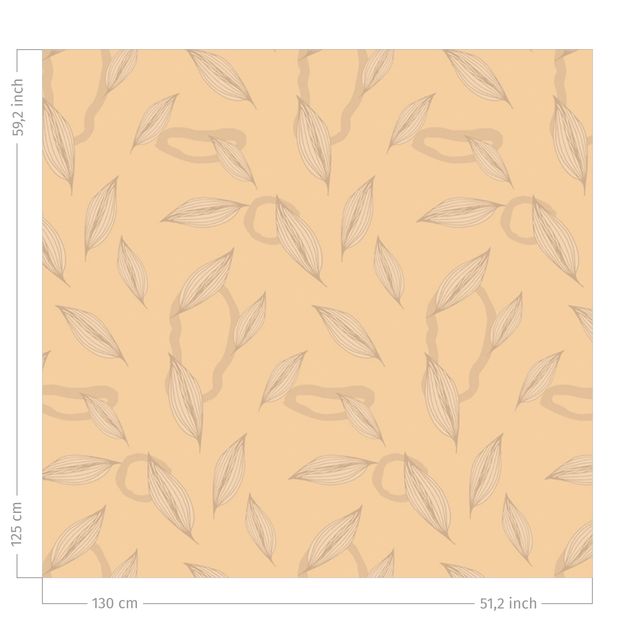 Cortinas estampadas Willow Leaves Pattern - Pastel Orange
