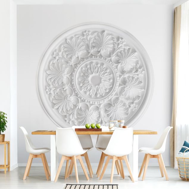Papel pintado adornos White Stucco In A Circle