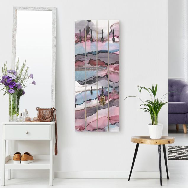 Percheros de pared shabby chic Surfing Waves In Purple With Pink Gold