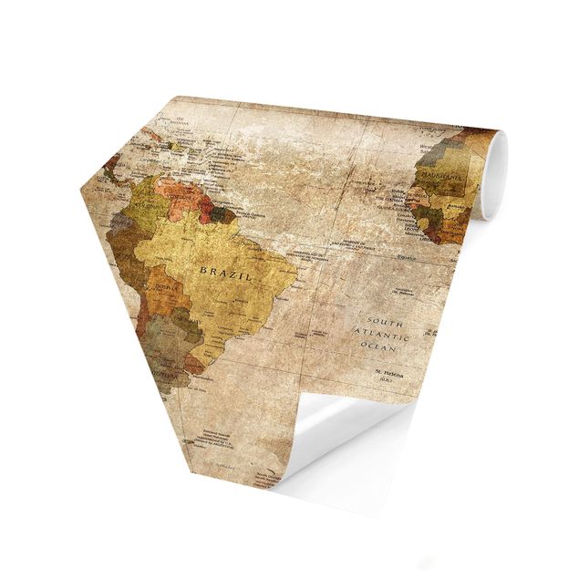 Papel pintado beige World Map