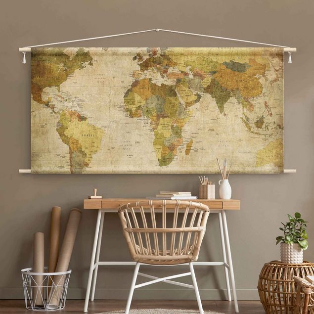 Tapices vintage World Map