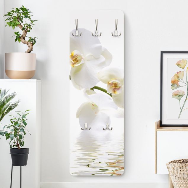 Percheros de pared de flores White Orchid Waters
