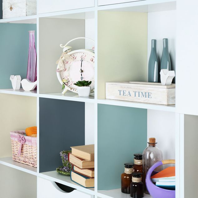 Papel adhesivo para muebles mate Cosy Colours Squares Lagoon - Cashmere Sand Pastel Turquoise Slate Blue