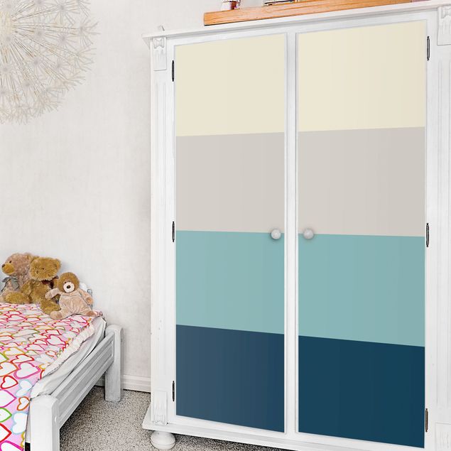 Papel adhesivo para muebles mate Cosy Colours Stripes Lagoon - Cashmere Sand Pastel Turquoise Slate Blue