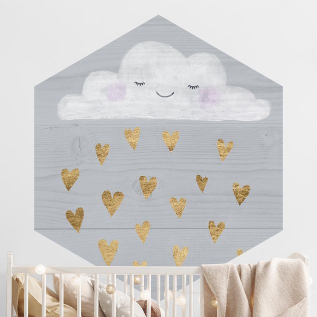 Decoración habitación infantil Cloud With Golden Hearts