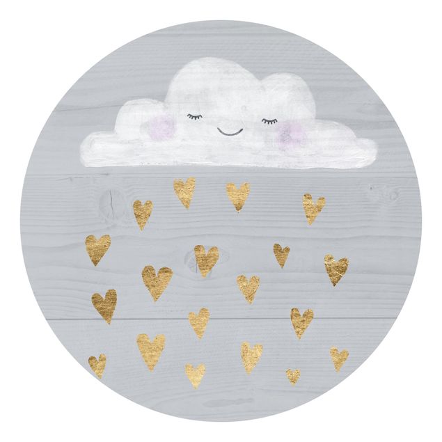 Papel pintado tonos grises Cloud With Golden Hearts