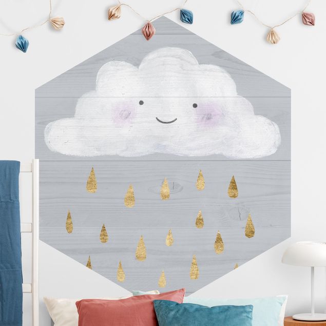 Decoración habitación infantil Cloud With Golden Raindrops