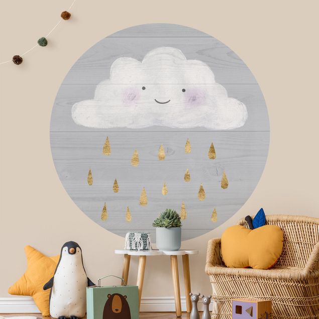 Decoración habitacion bebé Cloud With Golden Raindrops