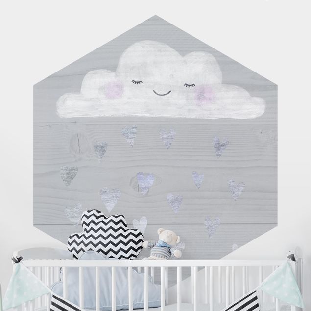 Decoración habitación infantil Cloud With Silver Hearts