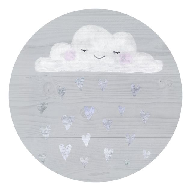 Papel pintado gris Cloud With Silver Hearts