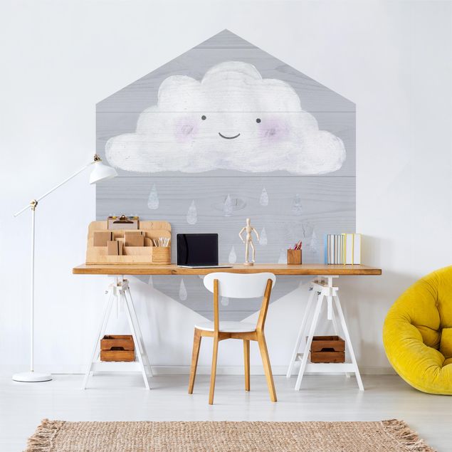 Papel pintado moderno Cloud With Silver Raindrops