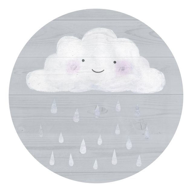 Papel pared gris Cloud With Silver Raindrops
