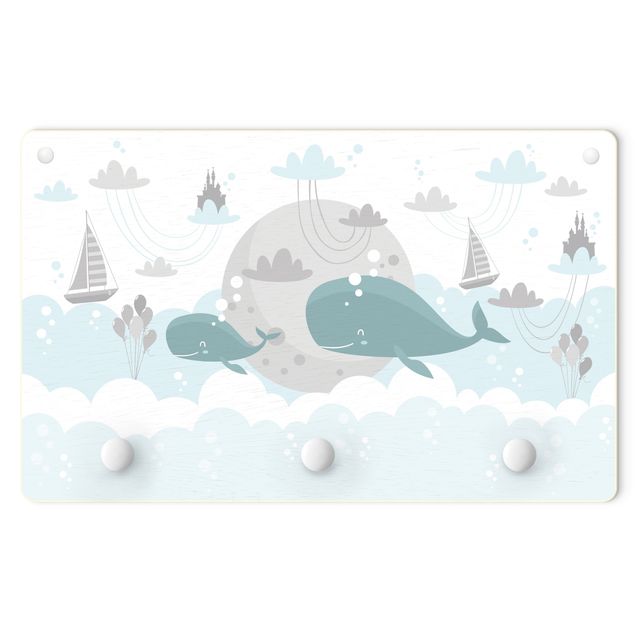 Percha pared Clouds With Whale And Castle