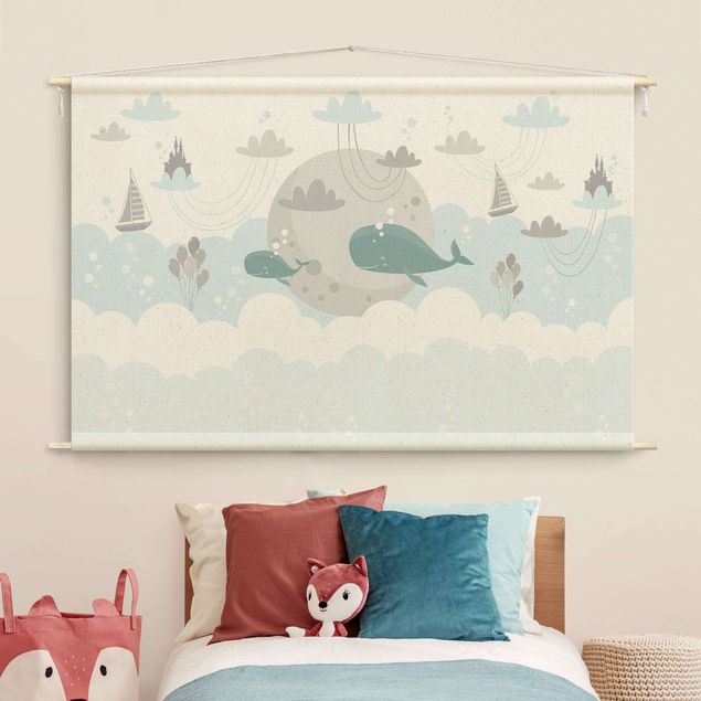 Cuadros peces Clouds With Whale And Castle