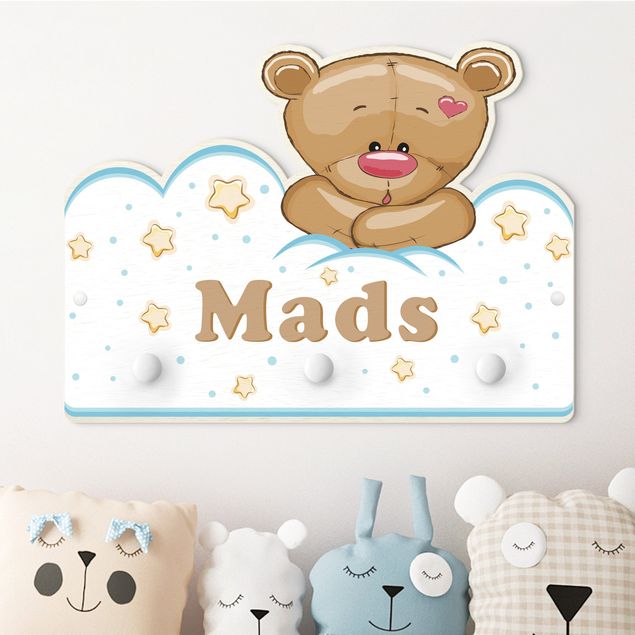 Decoración infantil pared Clouds Teddy With Customised Name