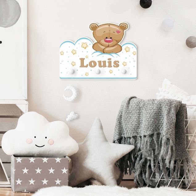 Perchero infantil animales Clouds Teddy With Customised Name