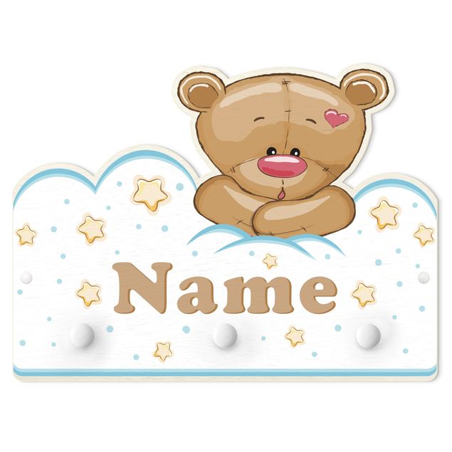 Perchero blanco madera Clouds Teddy With Customised Name