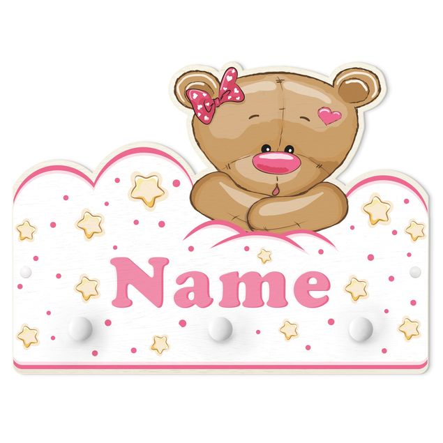 Perchero rosado Clouds Teddy Pink With Customised Name