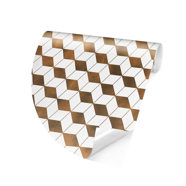 Papel 3d para pared Cube Pattern In 3D Gold