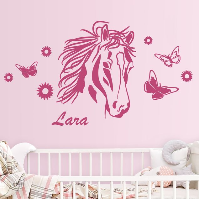 Vinilos frases personalizadas Customised text Horse with flowers