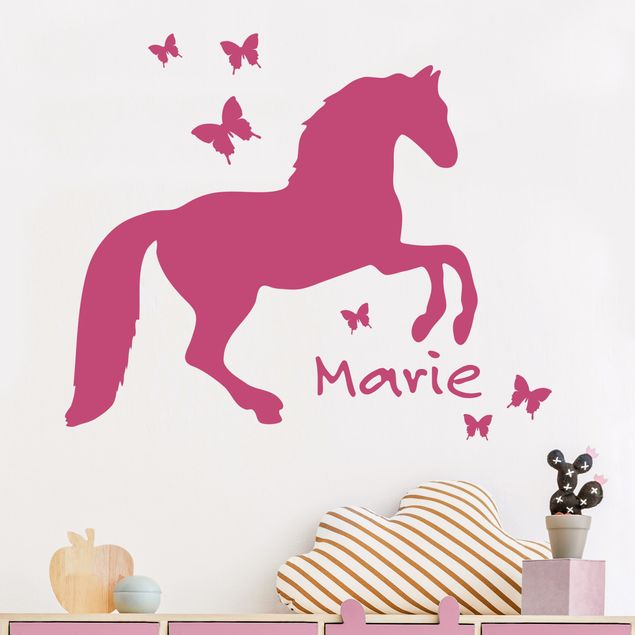 Vinilos de caballos Horse With Butterflies With Customised Name