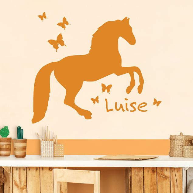 Vinilos frases Horse With Butterflies With Customised Name