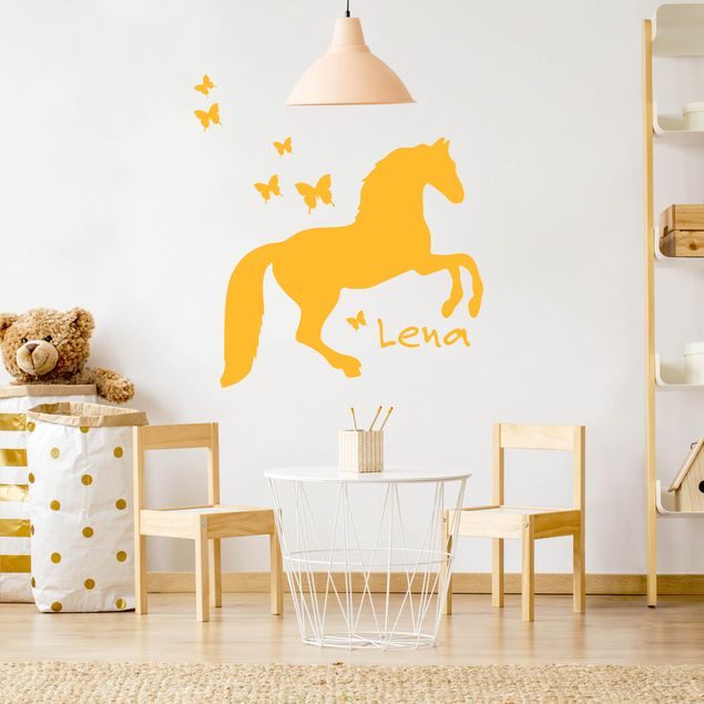 Vinilos mariposas Horse With Butterflies With Customised Name