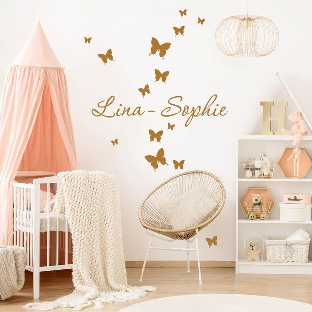 Vinilo pared frase Customised text butterfly decor