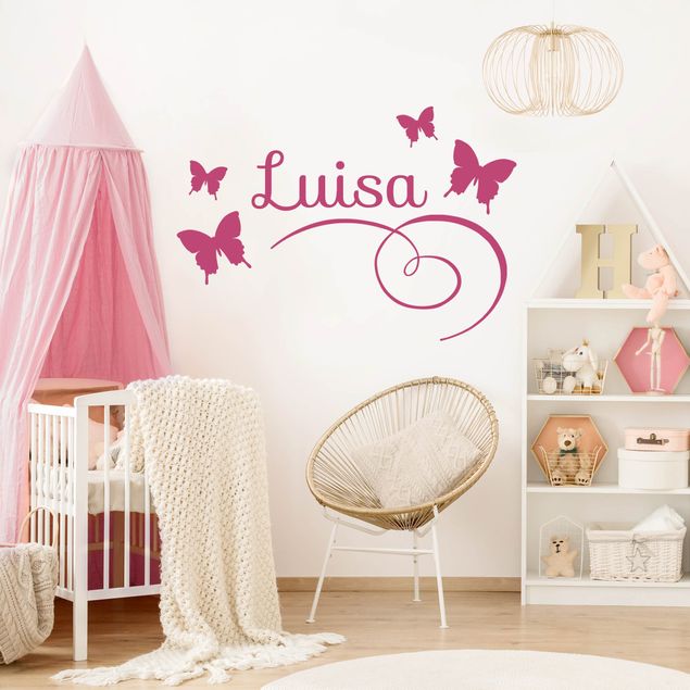 Decoración habitación infantil Butterflies With Customised Name