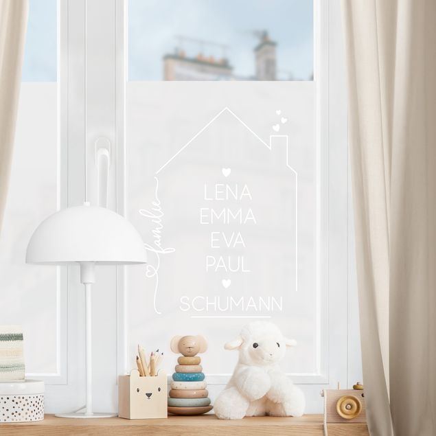 Vinilos para cristales frases Customised Text Family House With Hearts II