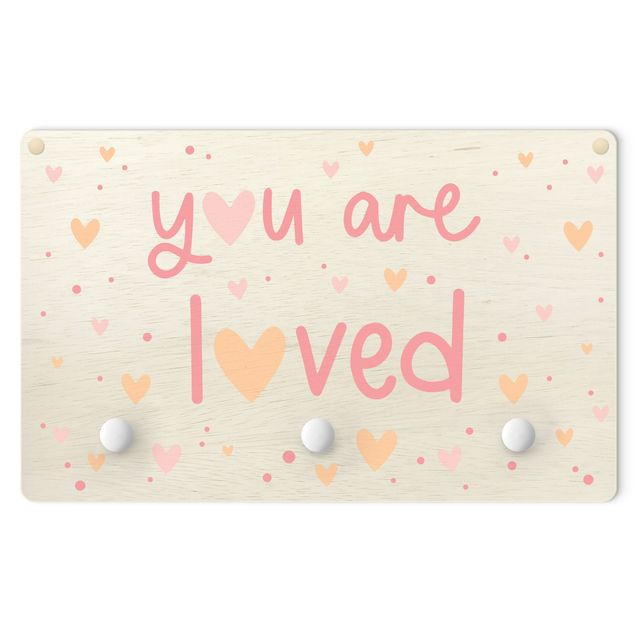 Percha pared You Are Loved Heart Light Pink
