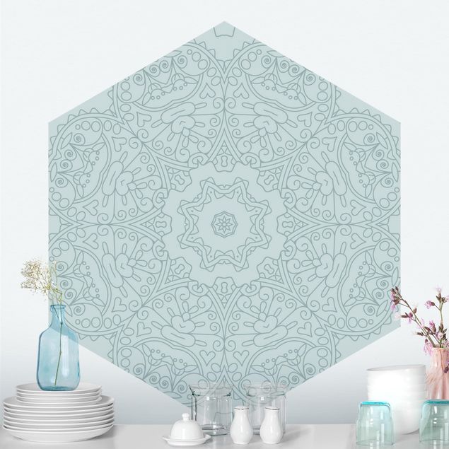 Decoración cocina Jagged Mandala Flower With Star In Turquoise