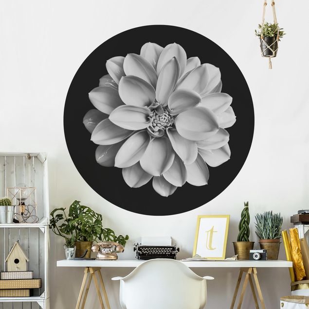 Papel pintado floral Delicate Dahlia In Black And White