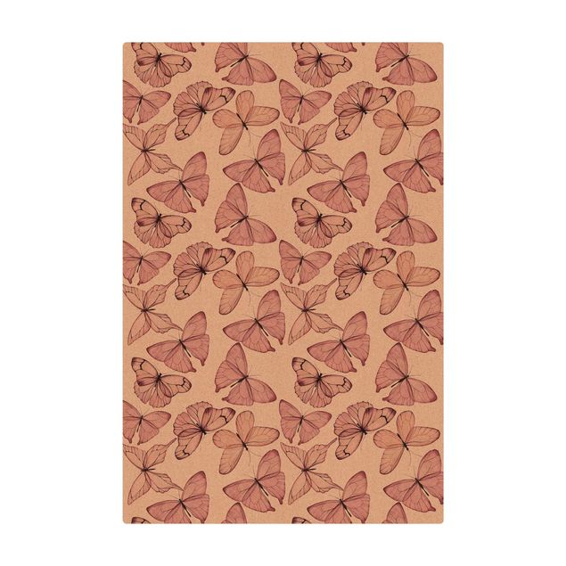 Kork-Teppich - Zarte Rosa Schmetterlinge - Hochformat 2:3